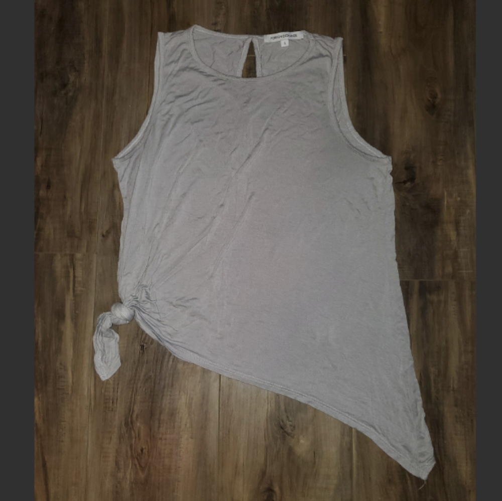 Foreign Exchange Side Tie Tank - (Light Grey)